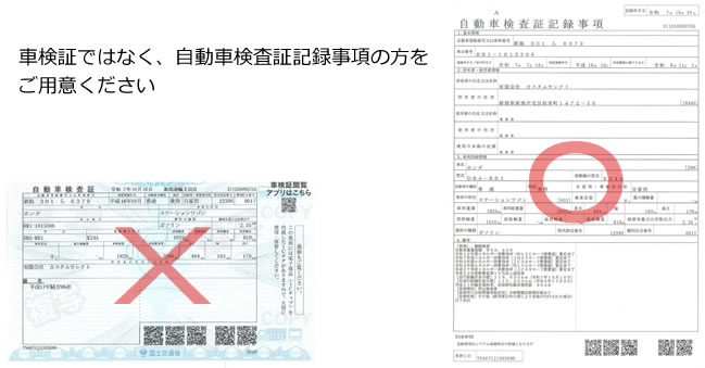 自動車検査証記録事項